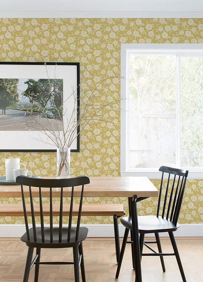 A-Street Prints Lizette Mustard Charming Floral Wallpaper | Wallpaper Twins A-Street Prints Lizette Mustard Charming Floral Wallpaper - SKU 4080-15910