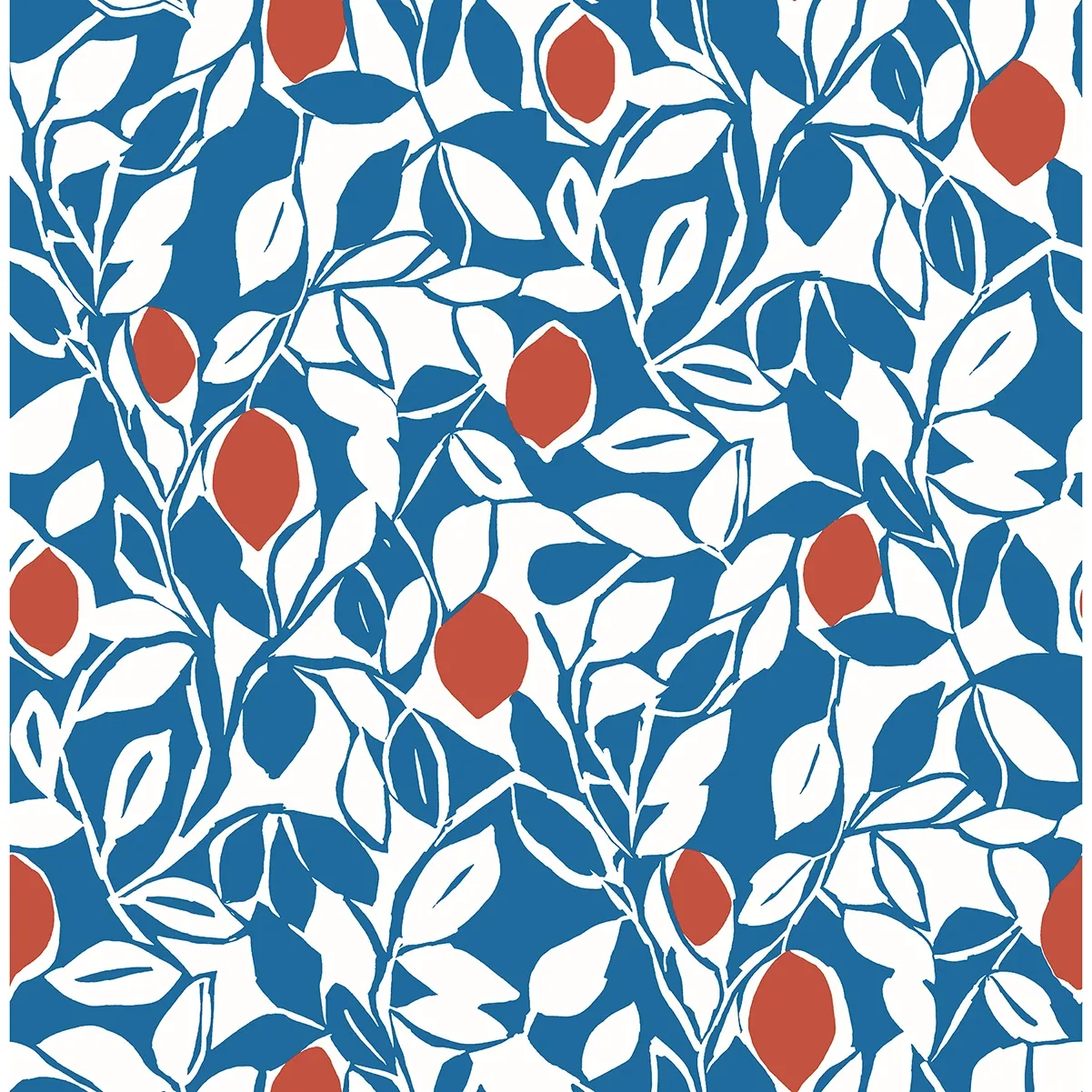 2969-26024 | Loretto Blue Citrus Wallpaper