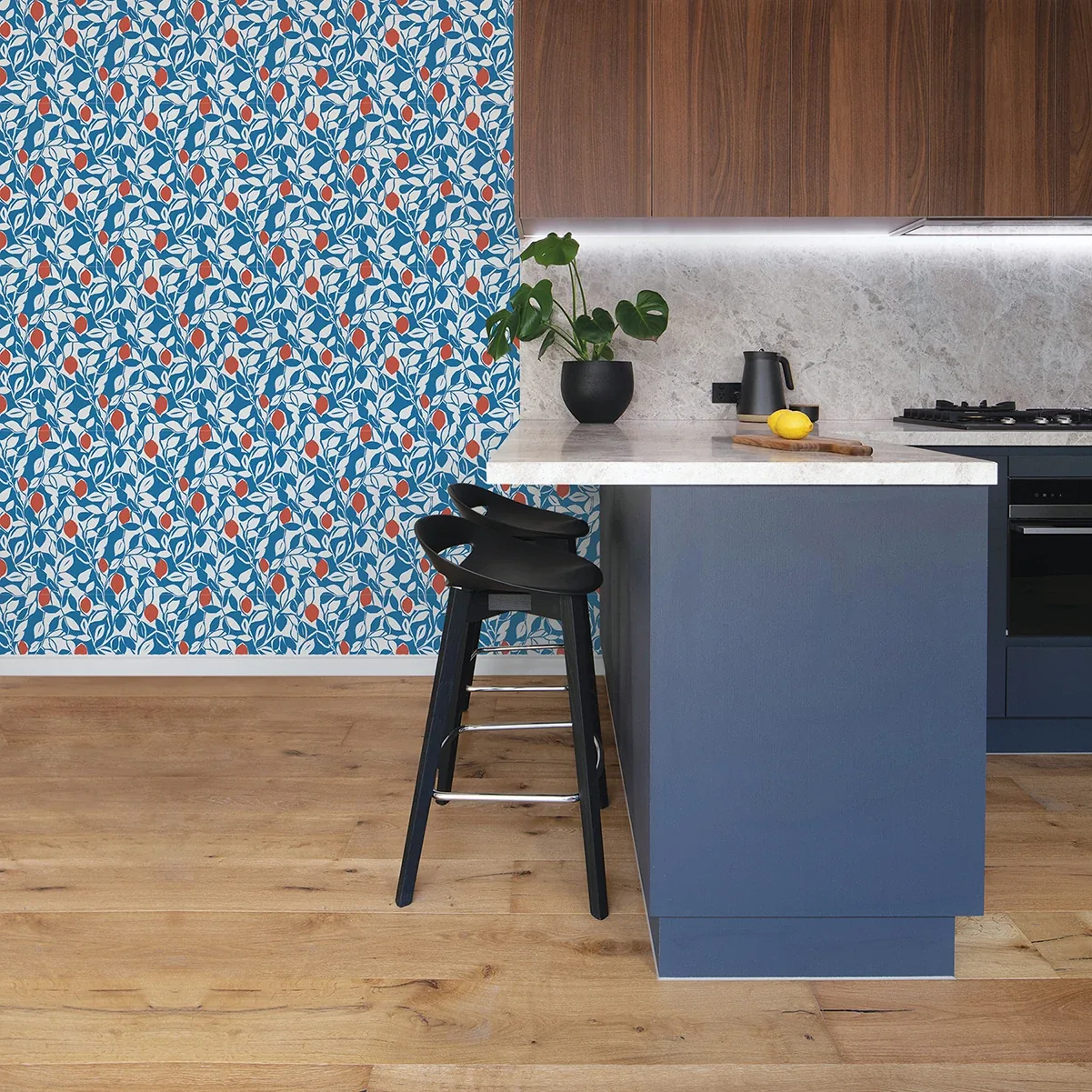 A-Street Prints Loretto Blue Citrus Wallpaper - SKU 2969-26024