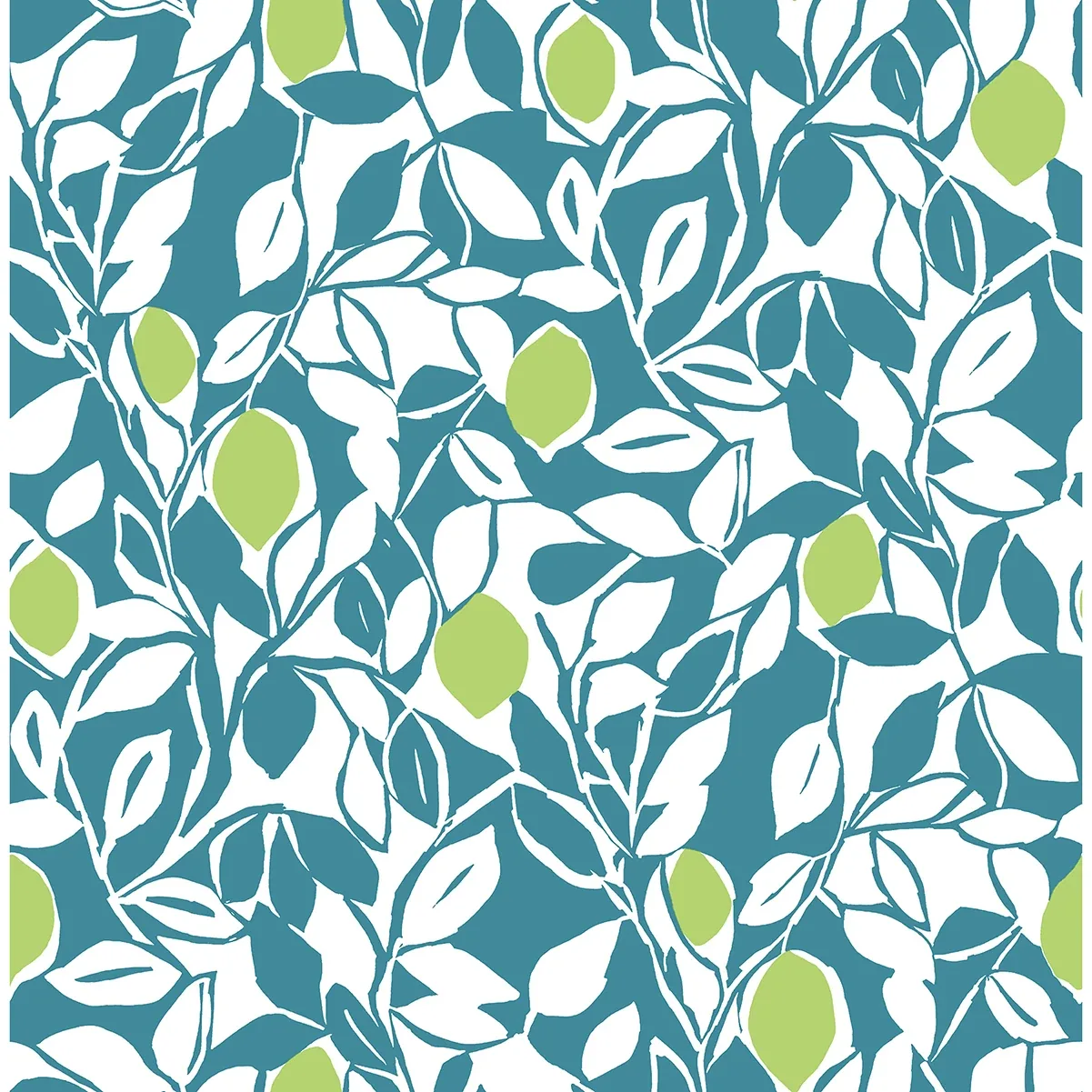 A-Street Prints Loretto Teal Citrus Wallpaper - SKU 2969-26026