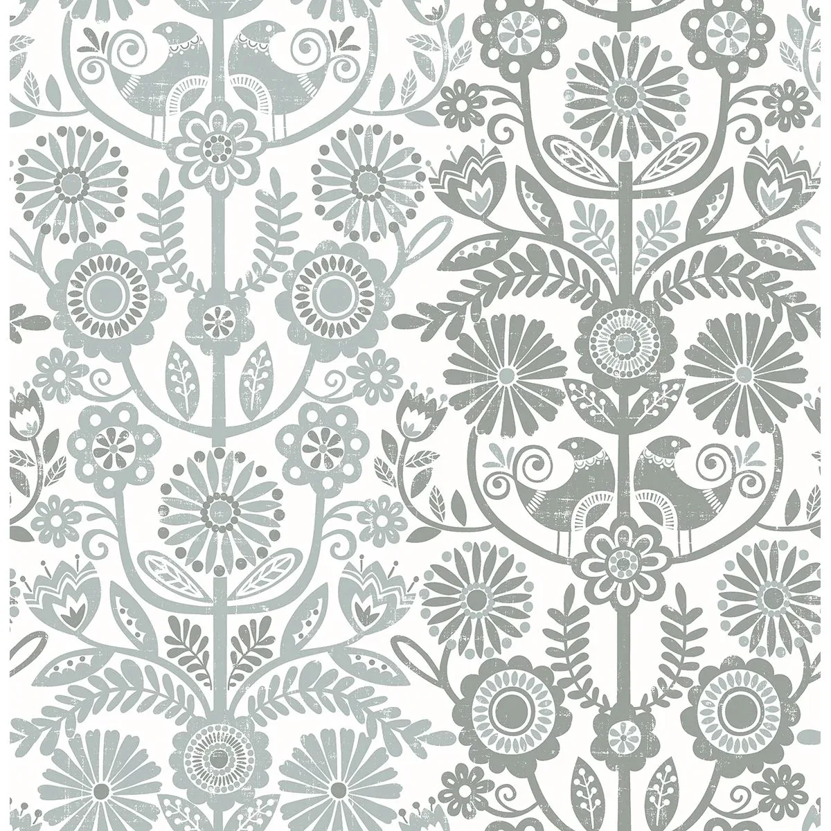 A-Street Prints Lovebirds Slate Folk Stripe Wallpaper - SKU 2821-25107