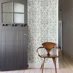 A-Street Prints Lovebirds Slate Folk Stripe Wallpaper - SKU 2821-25107