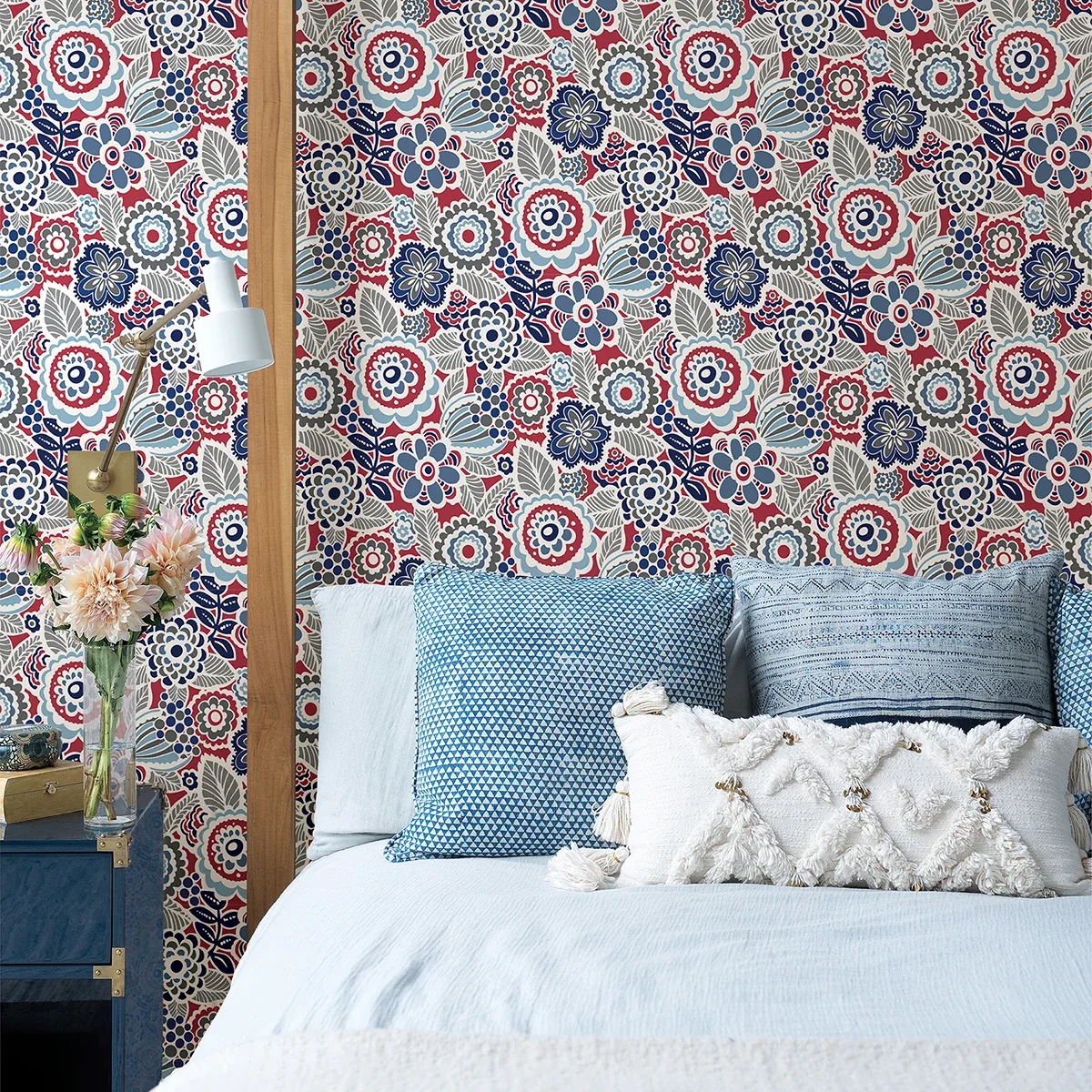 A-Street Prints Lucy Red Floral Wallpaper - SKU 2903-25868