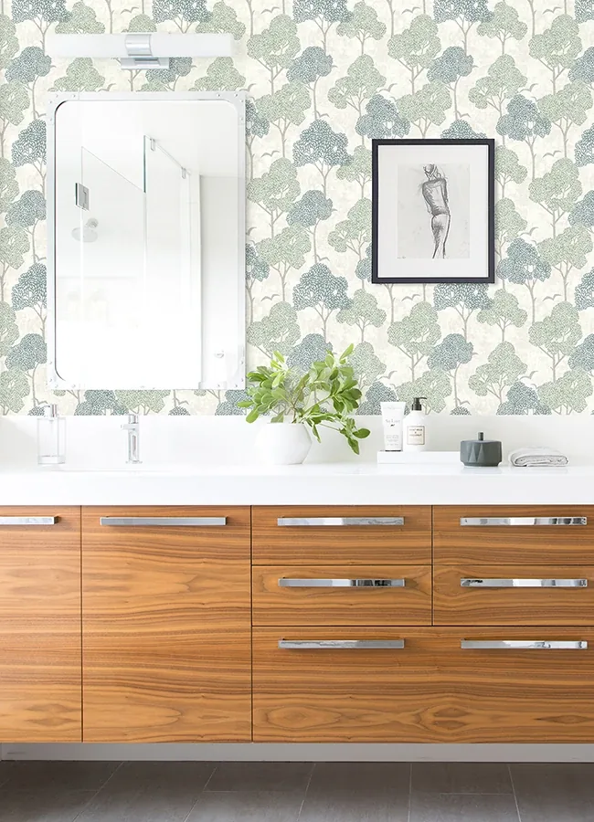 A-Street Prints Lykke Green Textured Tree Wallpaper - SKU 4066-26542