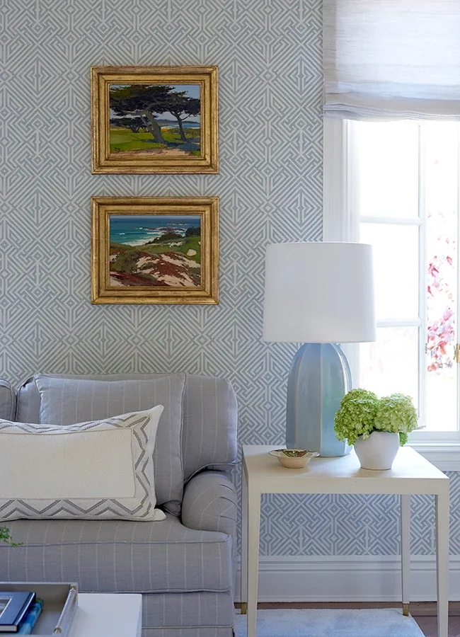 A-Street Prints Lyon Blue Geometric Key Wallpaper - SKU 4120-26847