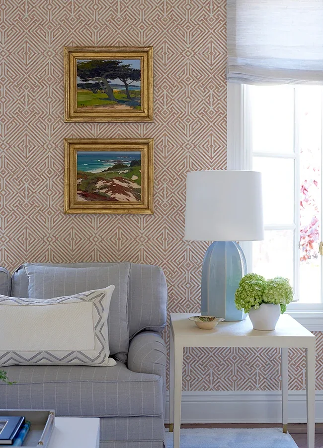 A-Street Prints Lyon Coral Geometric Key Wallpaper - SKU 4120-26848