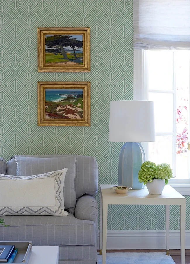 A-Street Prints Lyon Green Geometric Key Wallpaper - SKU 4120-26850