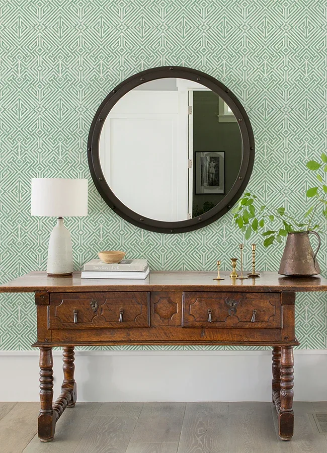 A-Street Prints Lyon Green Geometric Key Wallpaper - SKU 4120-26850
