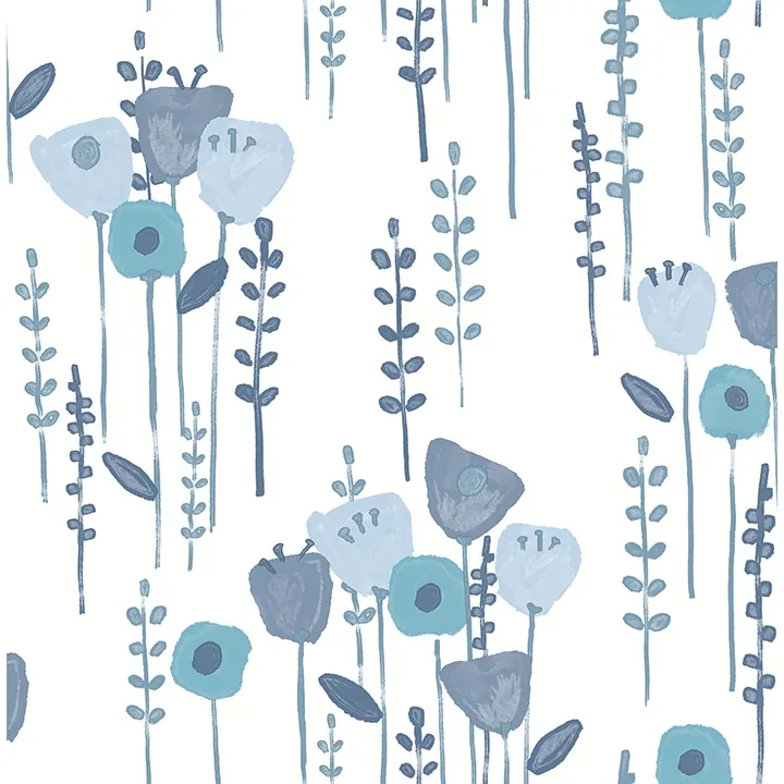 4135-27274 | Mabel Blue Floral Field Wallpaper