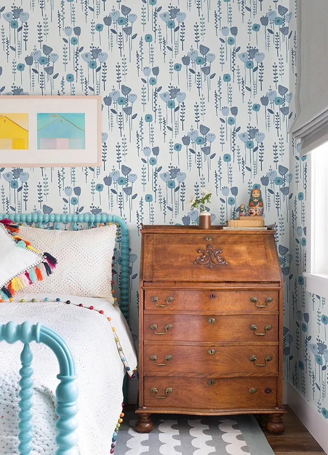 A-Street Prints Mabel Blue Floral Field Wallpaper - SKU 4135-27274