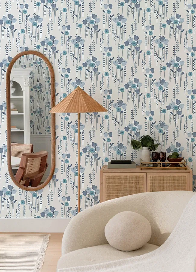 A-Street Prints Mabel Blue Floral Field Wallpaper - SKU 4135-27274