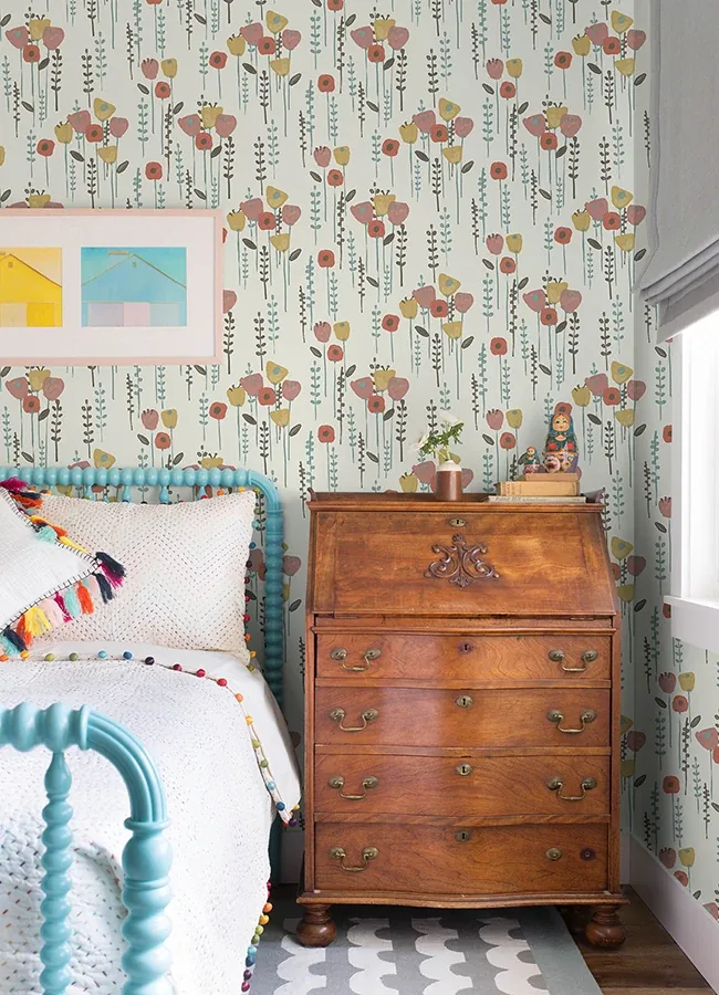 A-Street Prints Mabel Coral Floral Field Wallpaper - SKU 4135-27278