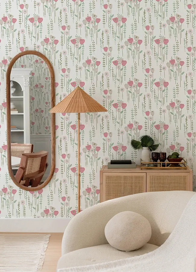 A-Street Prints Mabel Pink Floral Field Wallpaper - SKU 4135-27275