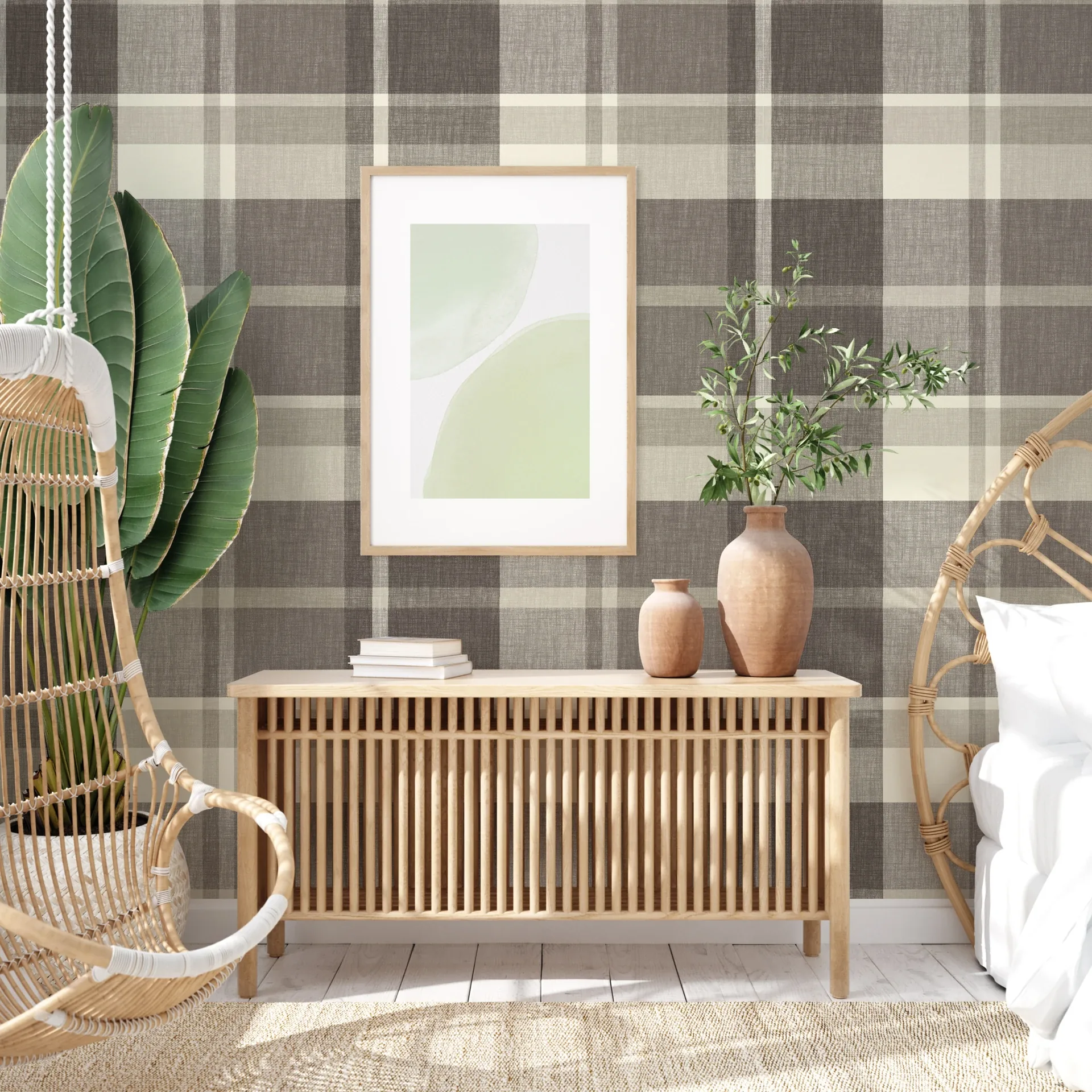 A-Street Prints Madaket Charcoal Plaid Wallpaper - SKU 2927-81100