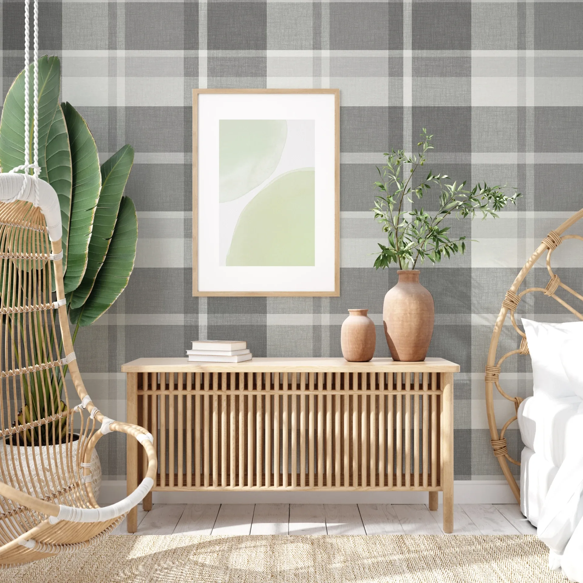 A-Street Prints Madaket Dark Grey Plaid Wallpaper - SKU 2927-81108