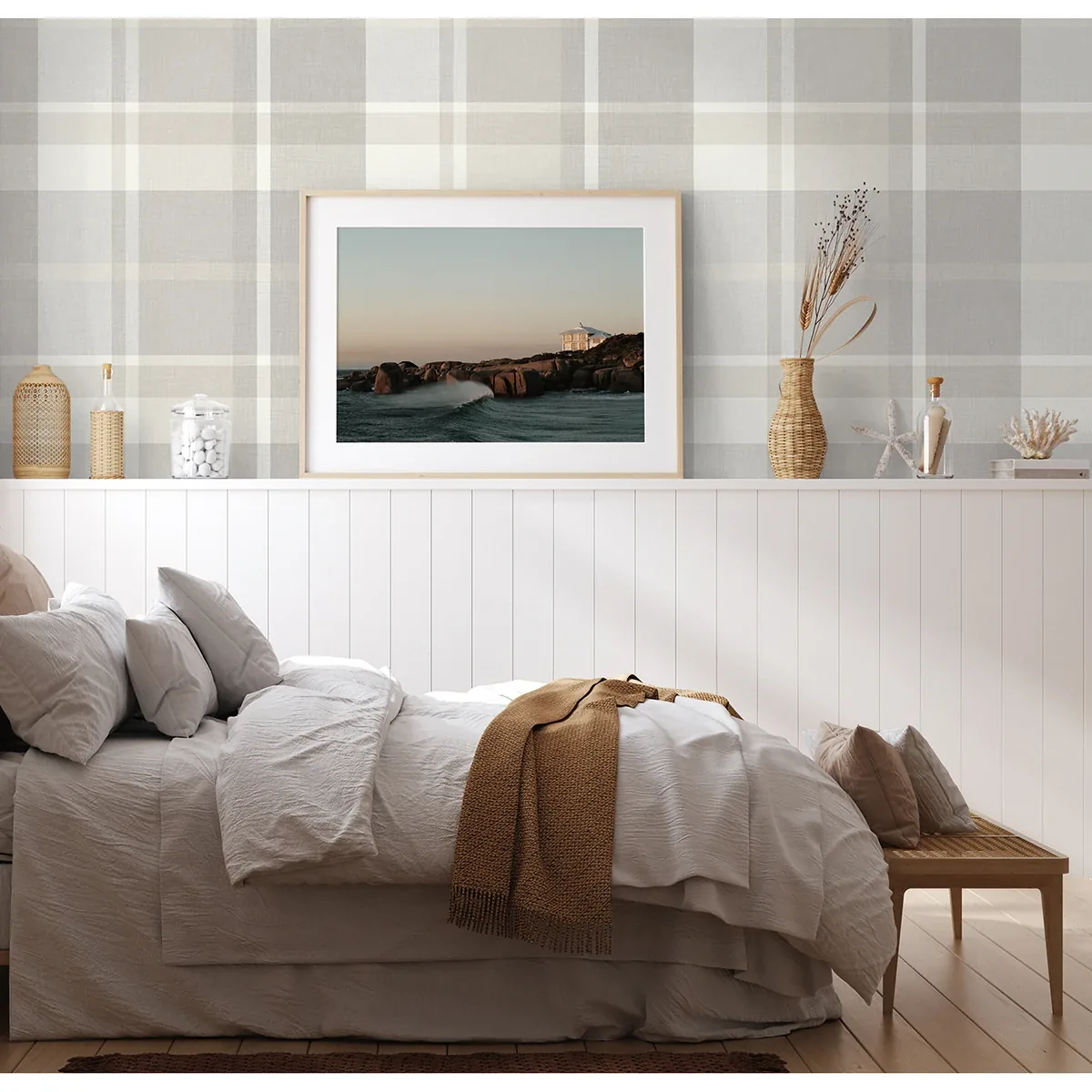 A-Street Prints Madaket Light Grey Plaid Wallpaper | Wallpaper Twins A-Street Prints Madaket Light Grey Plaid Wallpaper - SKU 2927-81118