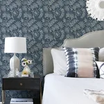 A-Street Prints Maeve Dark Blue Jacobean Trail Wallpaper | Wallpaper Twins A-Street Prints Maeve Dark Blue Jacobean Trail Wallpaper - SKU 4120-26822