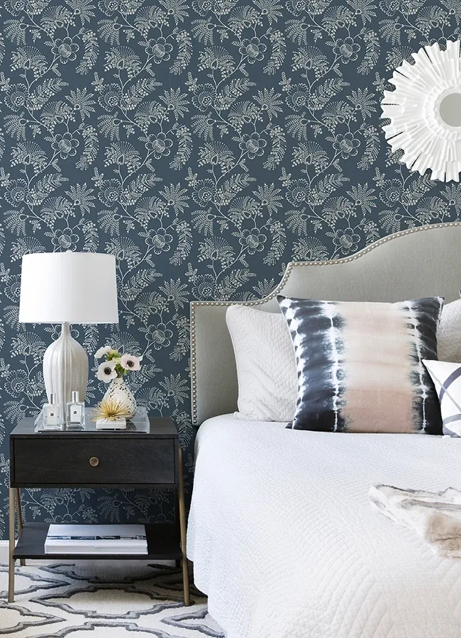 A-Street Prints Maeve Dark Blue Jacobean Trail Wallpaper | Wallpaper Twins A-Street Prints Maeve Dark Blue Jacobean Trail Wallpaper - SKU 4120-26822