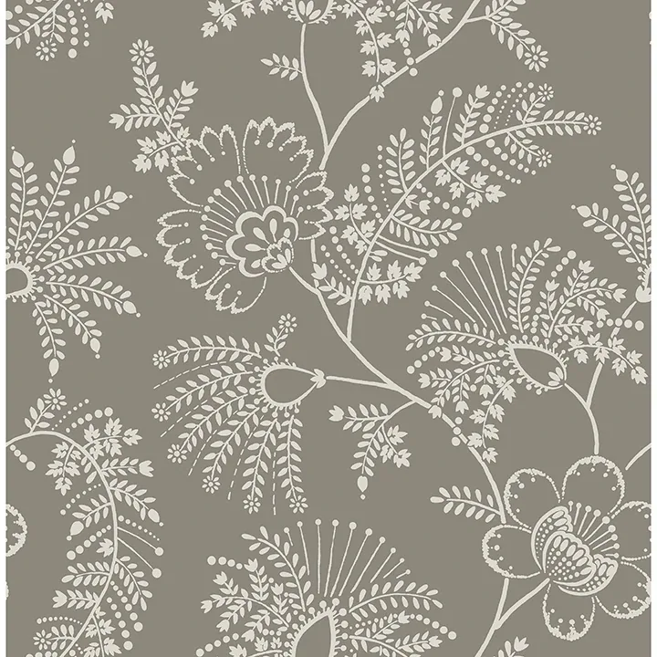 4120-26827 | Maeve Grey Jacobean Trail Wallpaper