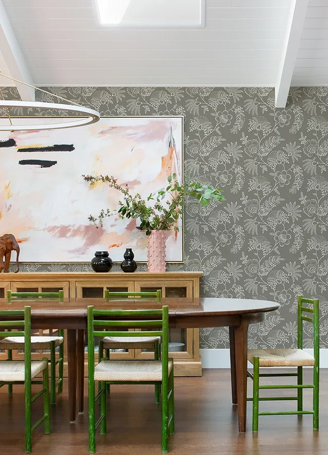A-Street Prints Maeve Grey Jacobean Trail Wallpaper - SKU 4120-26827