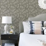 A-Street Prints Maeve Grey Jacobean Trail Wallpaper - SKU 4120-26827