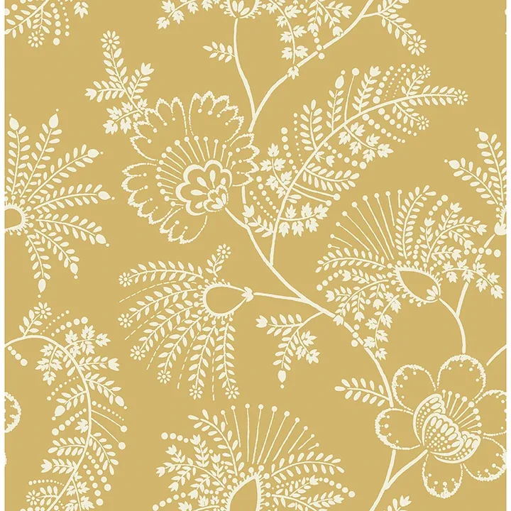 4120-26826 | Maeve Mustard Jacobean Trail Wallpaper