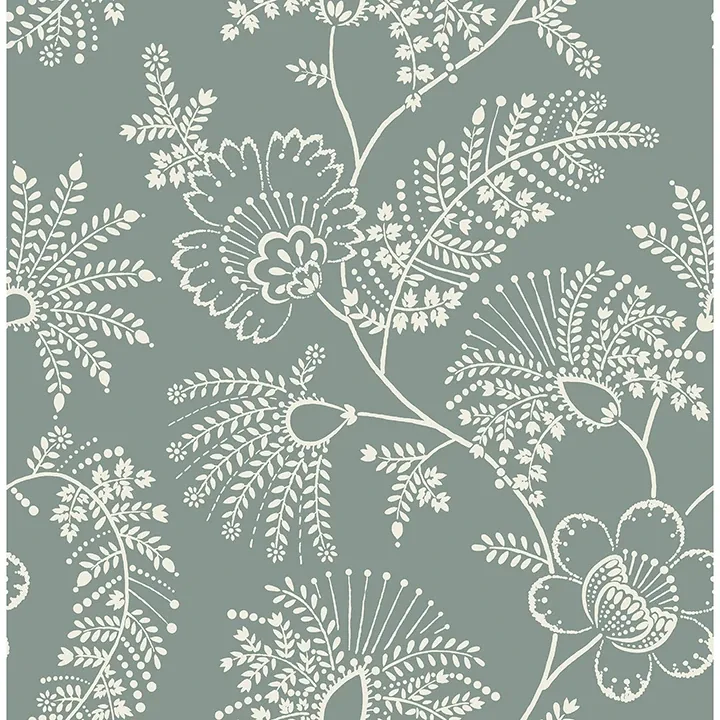 4120-26824 | Maeve Sea Green Jacobean Trail Wallpaper