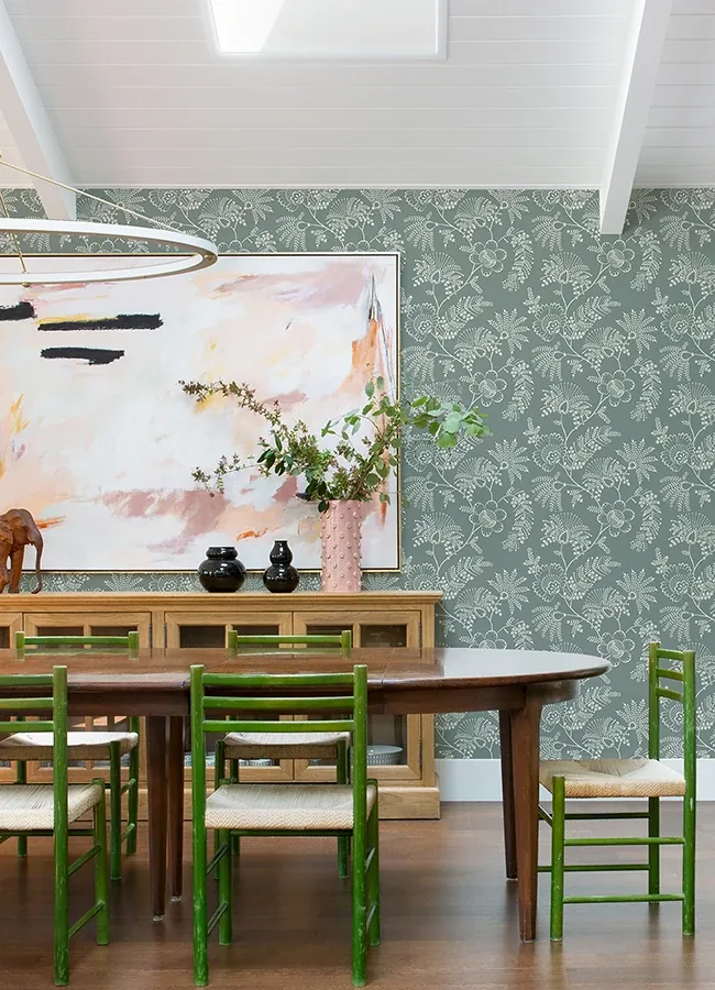 A-Street Prints Maeve Sea Green Jacobean Trail Wallpaper - SKU 4120-26824