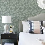 A-Street Prints Maeve Sea Green Jacobean Trail Wallpaper - SKU 4120-26824