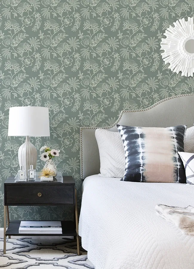 A-Street Prints Maeve Sea Green Jacobean Trail Wallpaper - SKU 4120-26824