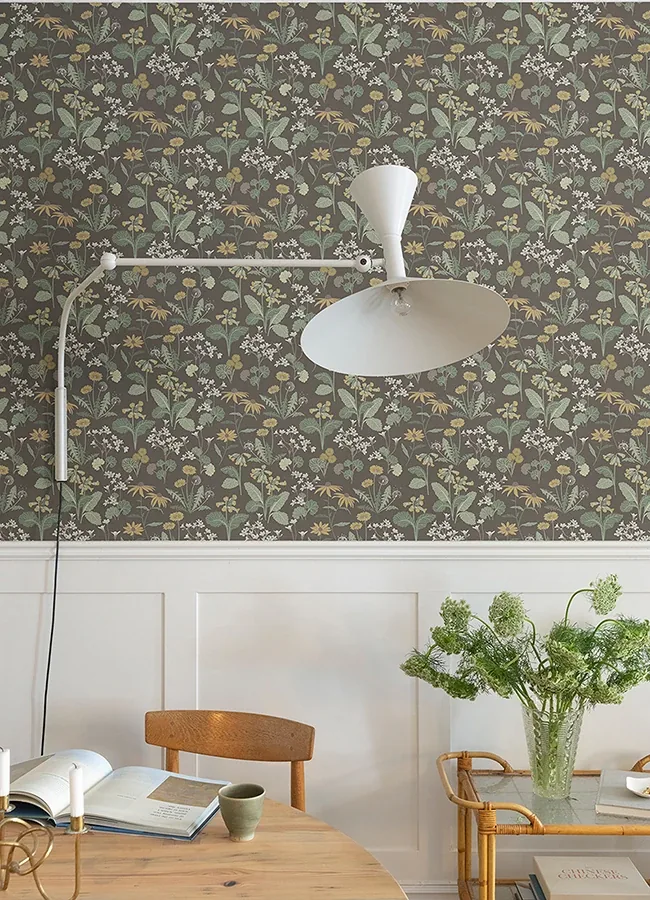 A-Street Prints Magdalena Charcoal Dandelion Wallpaper - SKU 4080-92133