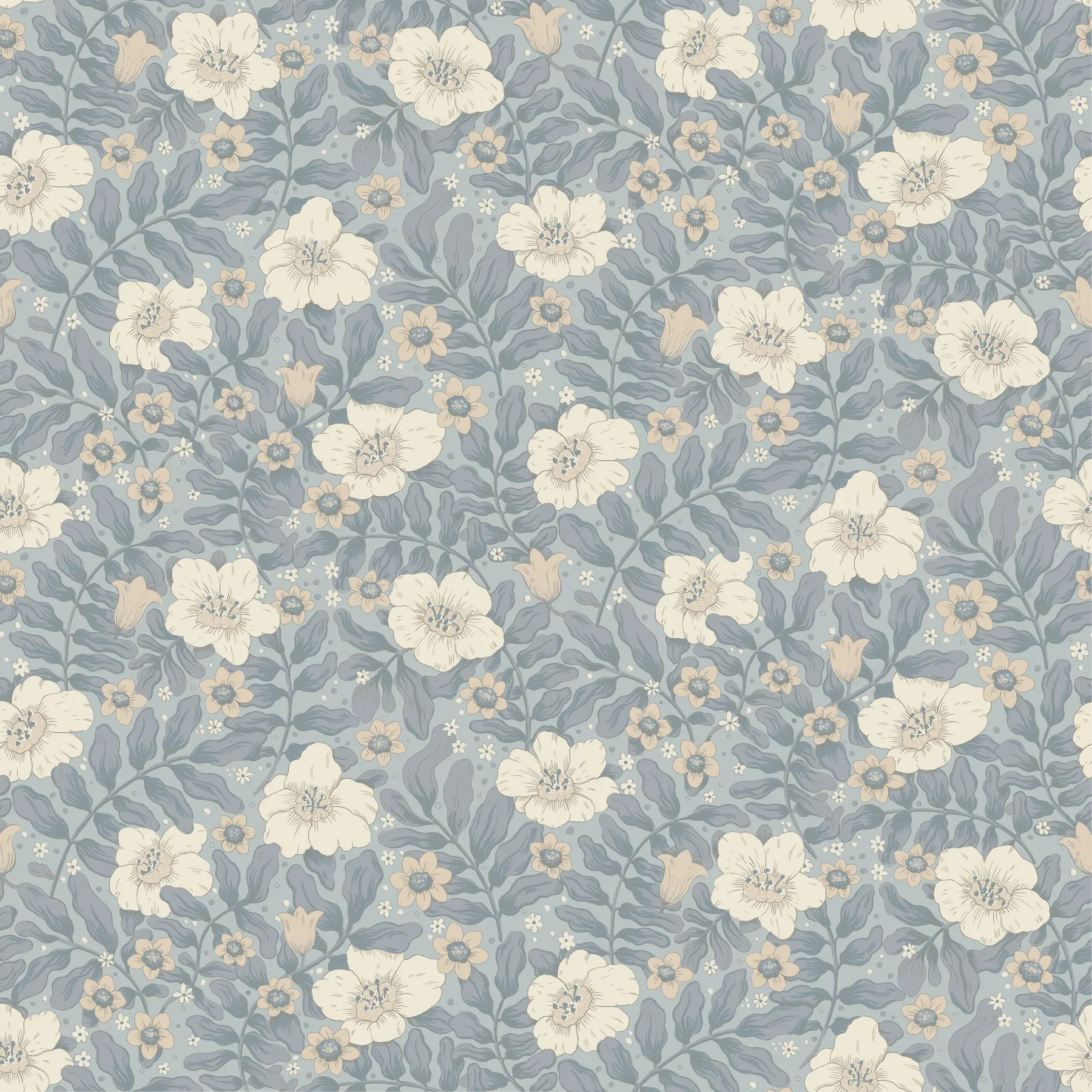 A-Street Prints Maggan Blue Floral Trail Wallpaper - SKU 4201-48023