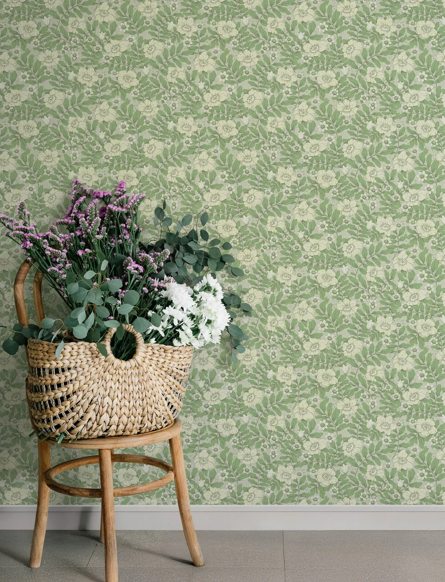 A-Street Prints Maggan Jade Floral Trail Wallpaper - SKU 4201-48021