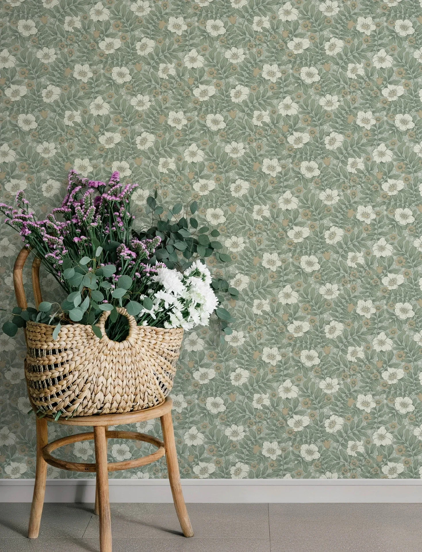 A-Street Prints Maggan Sea Green Floral Trail Wallpaper | Wallpaper Twins A-Street Prints Maggan Sea Green Floral Trail Wallpaper - SKU 4201-48020