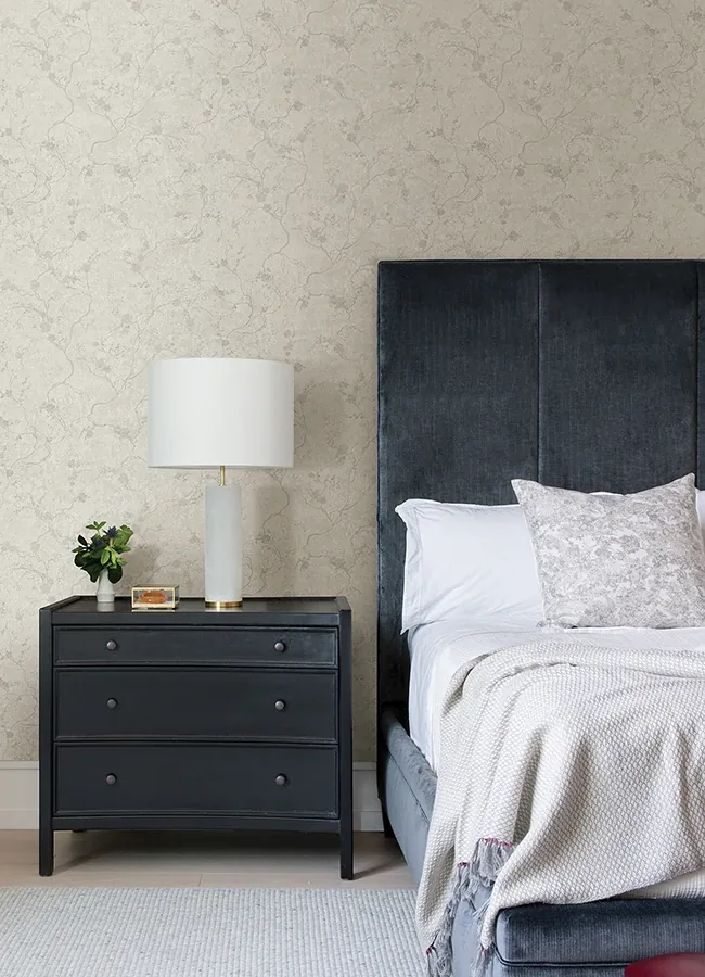 A-Street Prints Mahina Silver Floral Vine Wallpaper - SKU 4105-86651