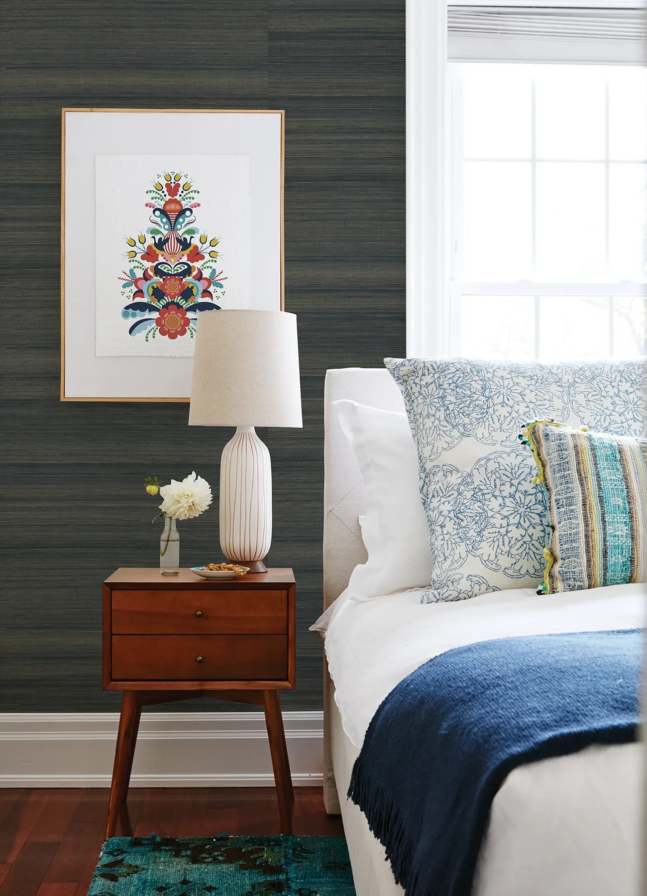A-Street Prints Mai Indigo Grasscloth Wallpaper | Wallpaper Twins A-Street Prints Mai Indigo Grasscloth Wallpaper - SKU 2923-86104
