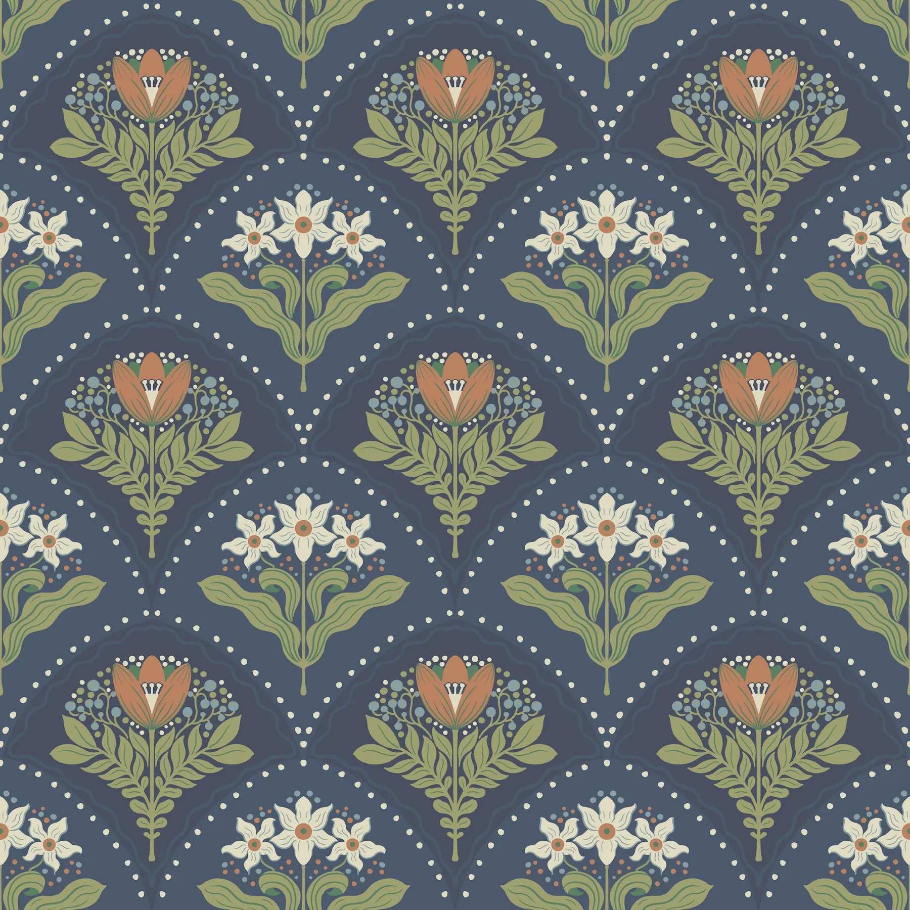 A-Street Prints Maj Navy Floral Damask Wallpaper - SKU 4201-48018