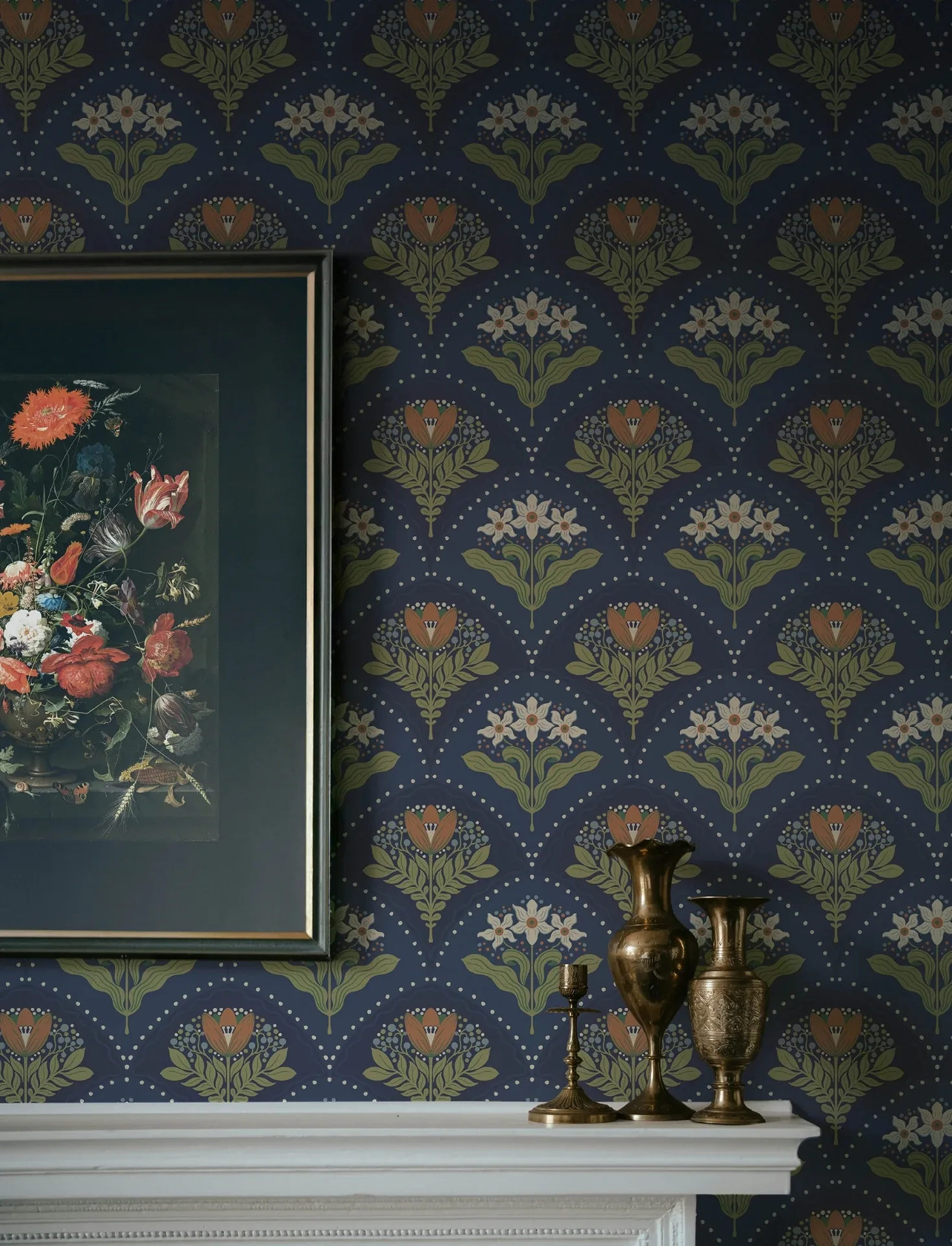 A-Street Prints Maj Navy Floral Damask Wallpaper - SKU 4201-48018