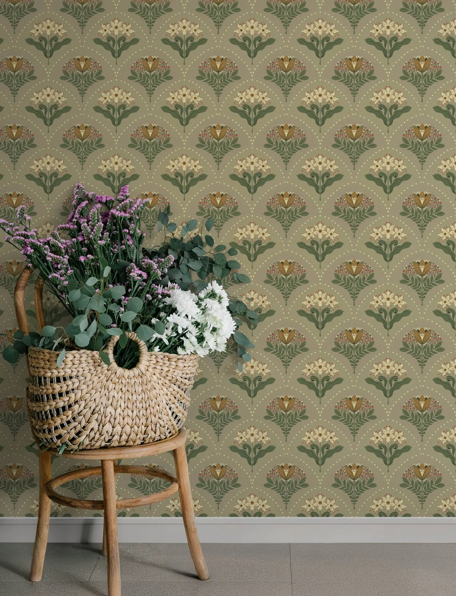 A-Street Prints Maj Taupe Floral Damask Wallpaper - SKU 4201-48017