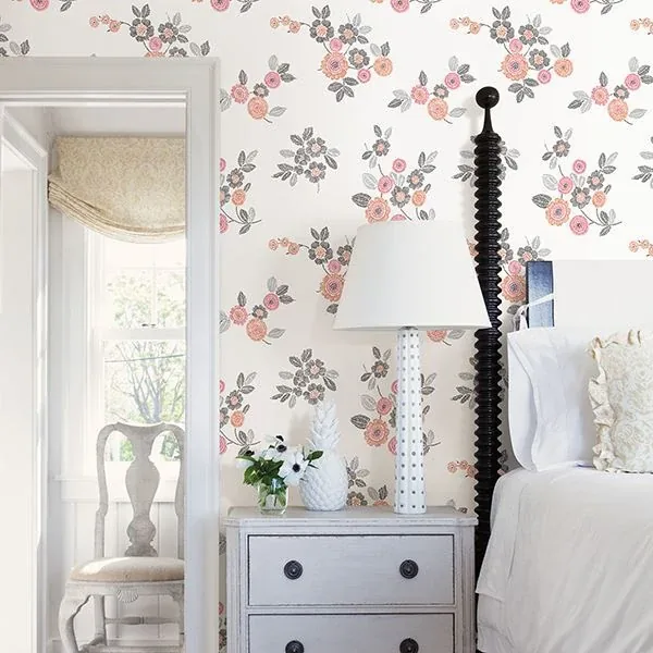 A-Street Prints Malaga Pink Floral Wallpaper - SKU 2744-24128