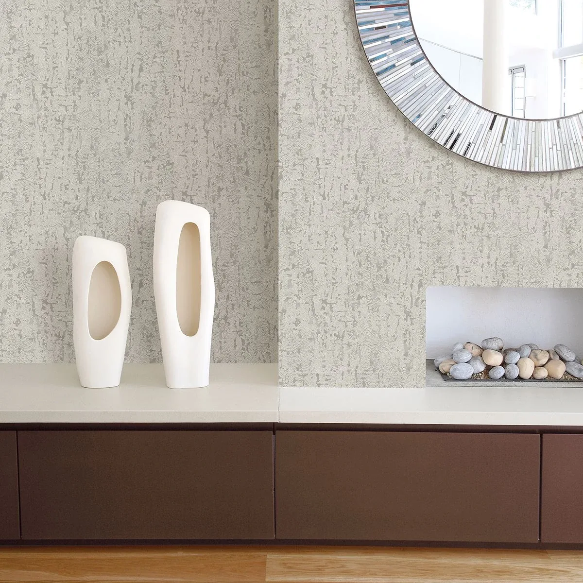 A-Street Prints Malawi Light Grey Leather Texture Wallpaper - SKU 2949-60208