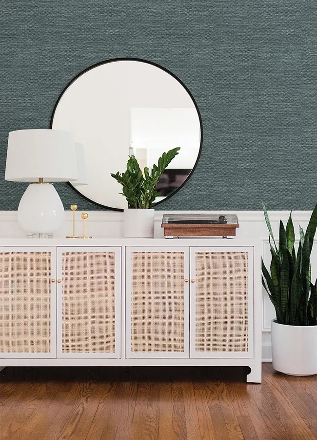 A-Street Prints Malin Dark Blue Faux Grasscloth Wallpaper | Wallpaper Twins A-Street Prints Malin Dark Blue Faux Grasscloth Wallpaper - SKU 4066-26559