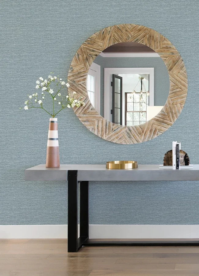 A-Street Prints Malin Denim Faux Grasscloth Wallpaper - SKU 4172-27527