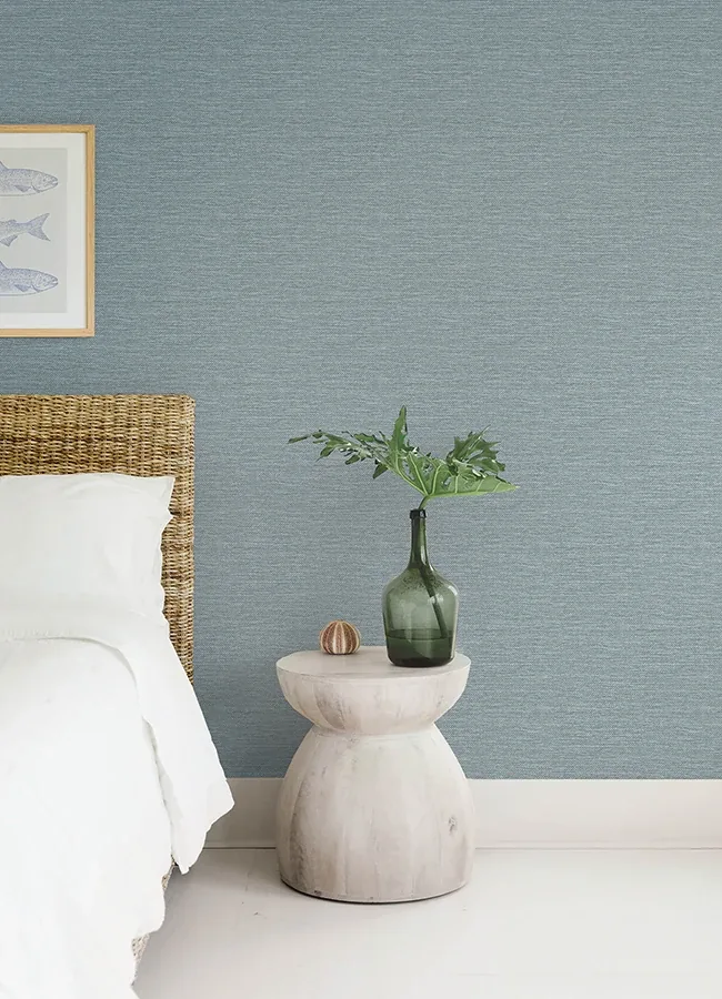 A-Street Prints Malin Denim Faux Grasscloth Wallpaper - SKU 4172-27527