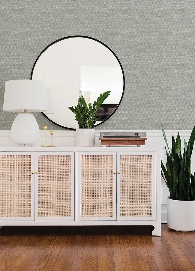 A-Street Prints Malin Light Grey Faux Grasscloth Wallpaper - SKU 4066-26562