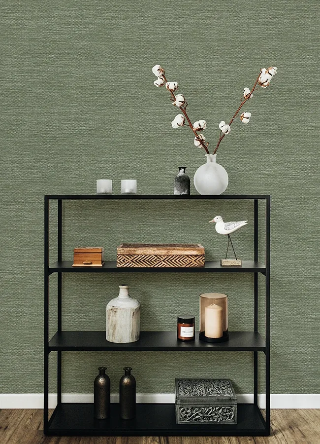 A-Street Prints Malin Moss Faux Grasscloth Wallpaper - SKU 4066-26561
