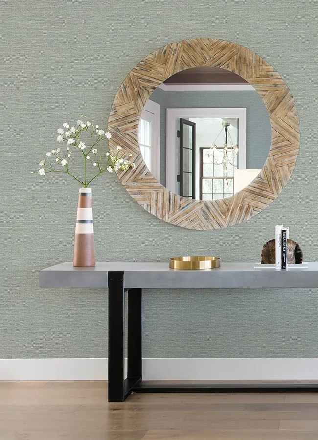 A-Street Prints Malin Seafoam Faux Grasscloth Wallpaper - SKU 4172-27530