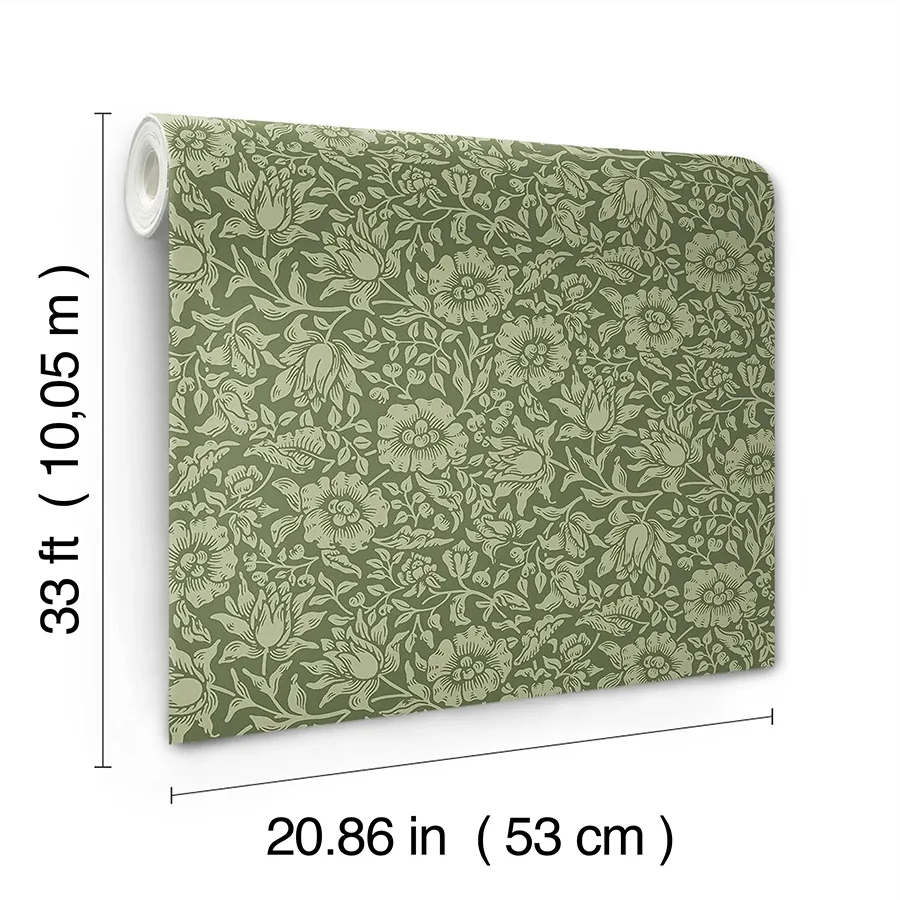 A-Street Prints Mallow Dark Green Floral Vine Wallpaper | Wallpaper Twins A-Street Prints Mallow Dark Green Floral Vine Wallpaper - SKU 4153-82042