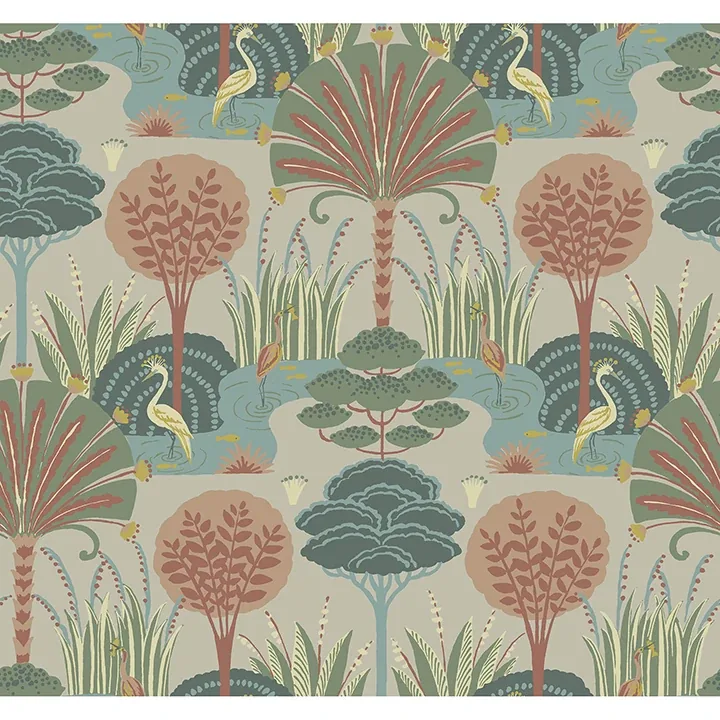 4034-72121 | Mandeville Pastel Tropical Paradise Wallpaper