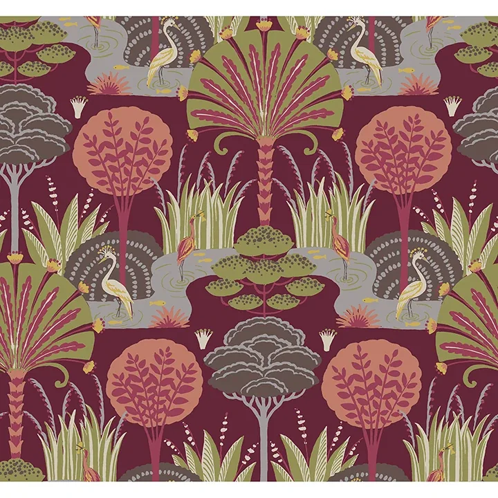 4034-72122 | Mandeville Raspberry Tropical Paradise Wallpaper